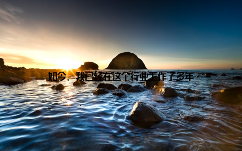 如今, 我已经在这个行业工作了多年