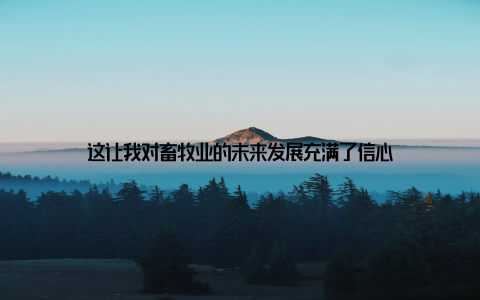 这让我对畜牧业的未来发展充满了信心