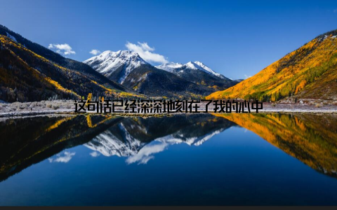 这句话已经深深地刻在了我的心中